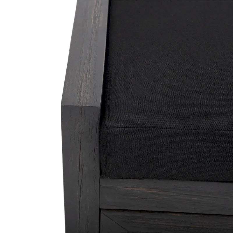 Cantebella Modern Acacia Wood Storage Bench with Cushion