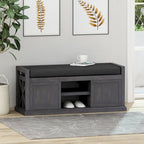 Cantebella Modern Acacia Wood Storage Bench with Cushion