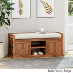 Cantebella Modern Acacia Wood Storage Bench with Cushion