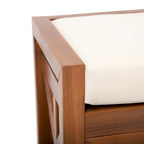 Cantebella Modern Acacia Wood Storage Bench with Cushion