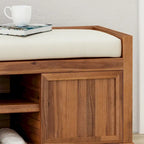 Cantebella Modern Acacia Wood Storage Bench with Cushion