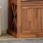 Cantebella Modern Acacia Wood Storage Bench with Cushion