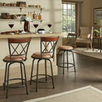 Verona Adjustable Bronze Finish X-Back Metal and Wood Trim 3pc Pack Stools by iNSPIRE Q Classic