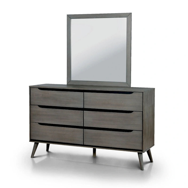 Fopp Mid-Century Modern 2-piece 6-Drawer Dresser and Mirror Set
