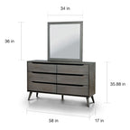 Fopp Mid-Century Modern 2-piece 6-Drawer Dresser and Mirror Set