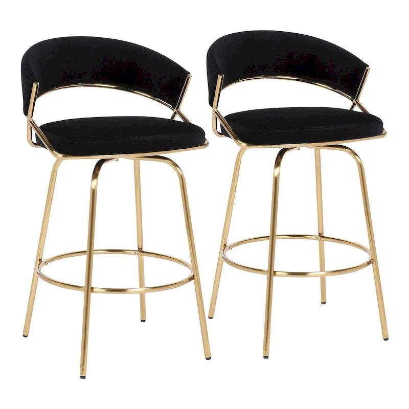Silver Orchid Tatyana 26 Upholstered Counter Stool with Metal Legs (Set of 2)