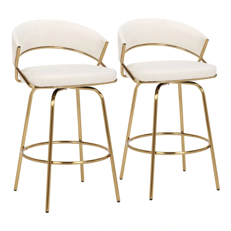 Silver Orchid Tatyana 26 Upholstered Counter Stool with Metal Legs (Set of 2)