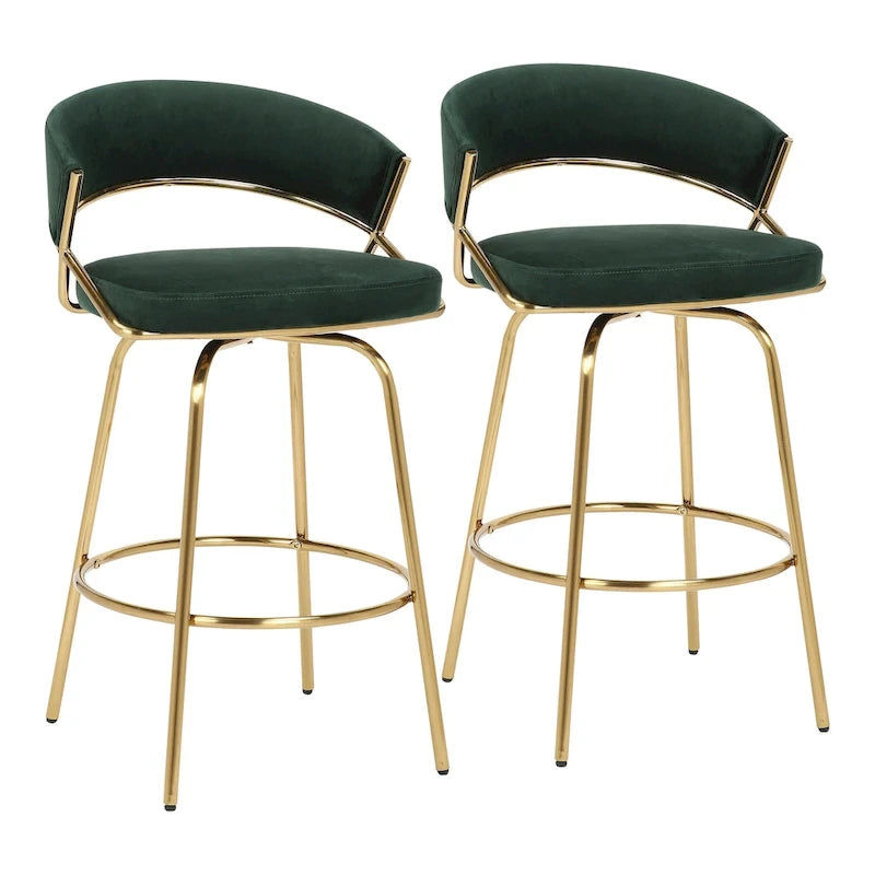Silver Orchid Tatyana 26 Upholstered Counter Stool with Metal Legs (Set of 2)