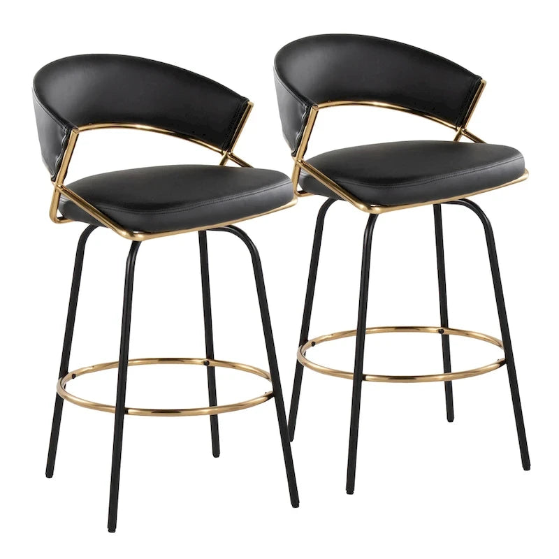 Silver Orchid Tatyana 26 Upholstered Counter Stool with Metal Legs (Set of 2)