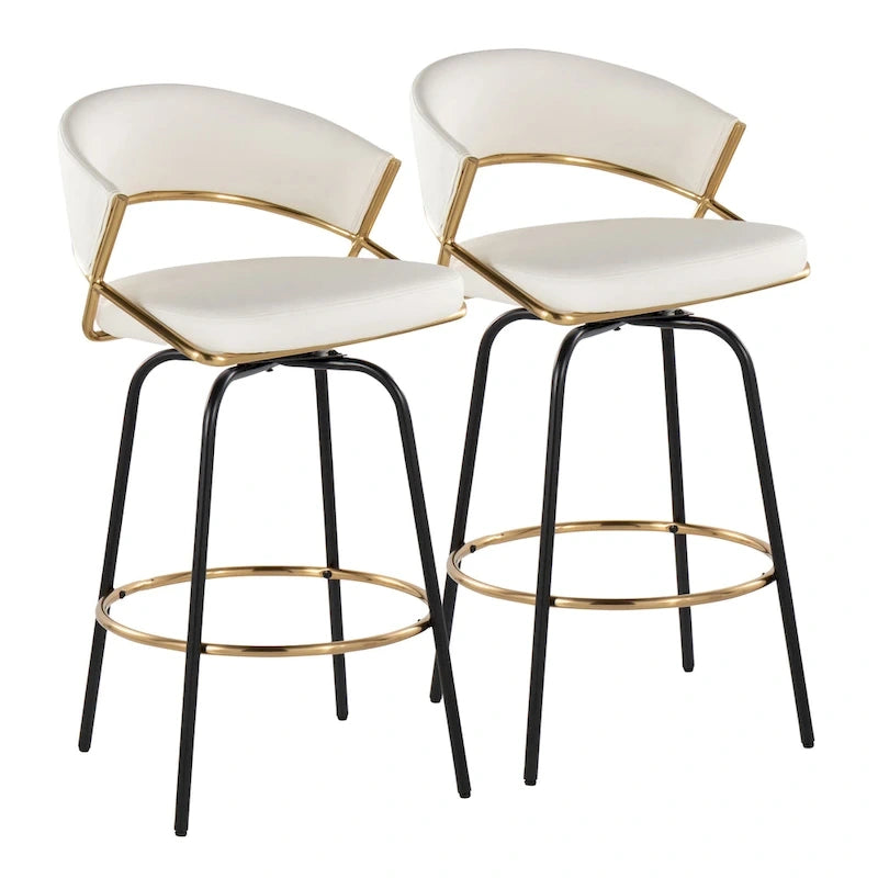 Silver Orchid Tatyana 26 Upholstered Counter Stool with Metal Legs (Set of 2)