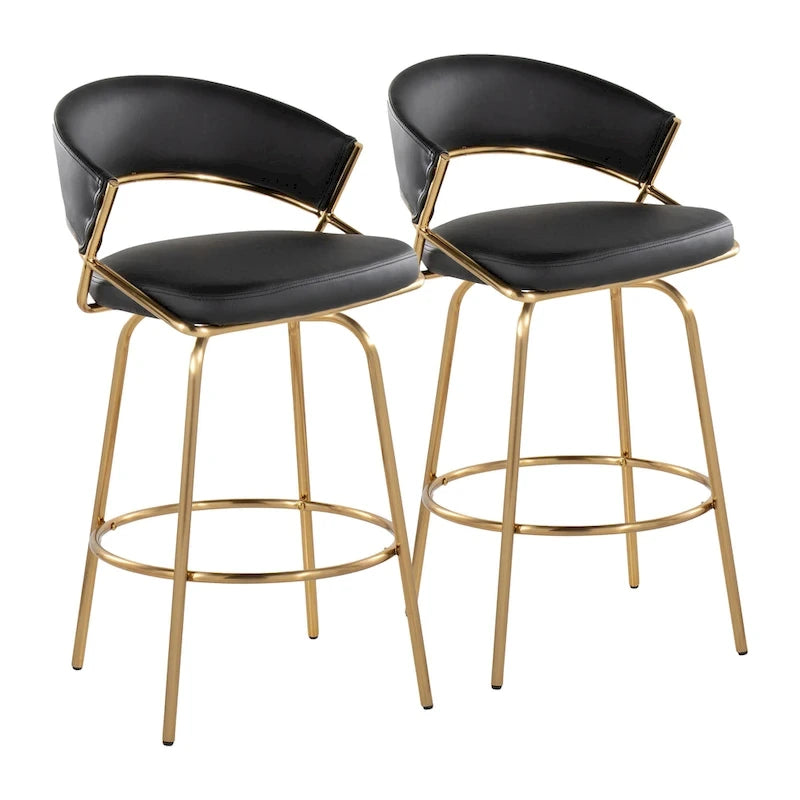 Silver Orchid Tatyana 26 Upholstered Counter Stool with Metal Legs (Set of 2)