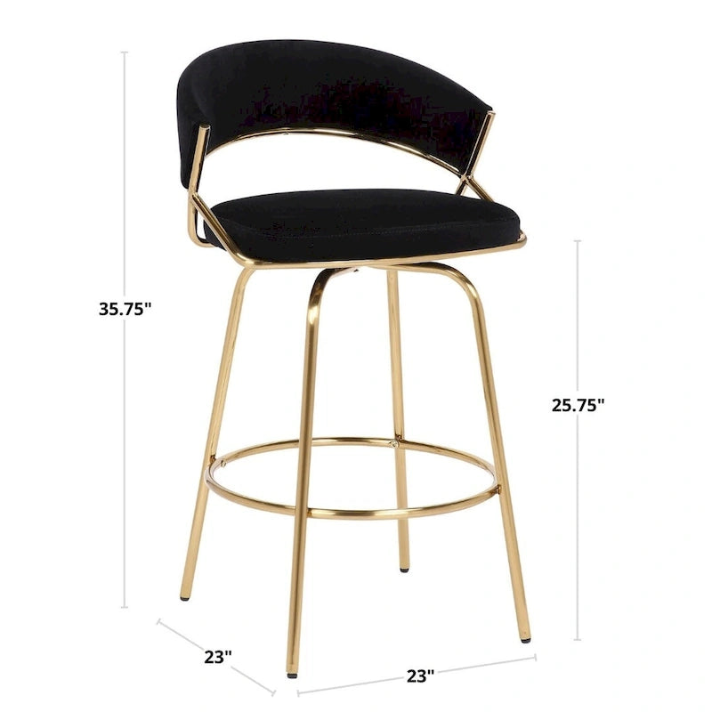 Silver Orchid Tatyana 26 Upholstered Counter Stool with Metal Legs (Set of 2)