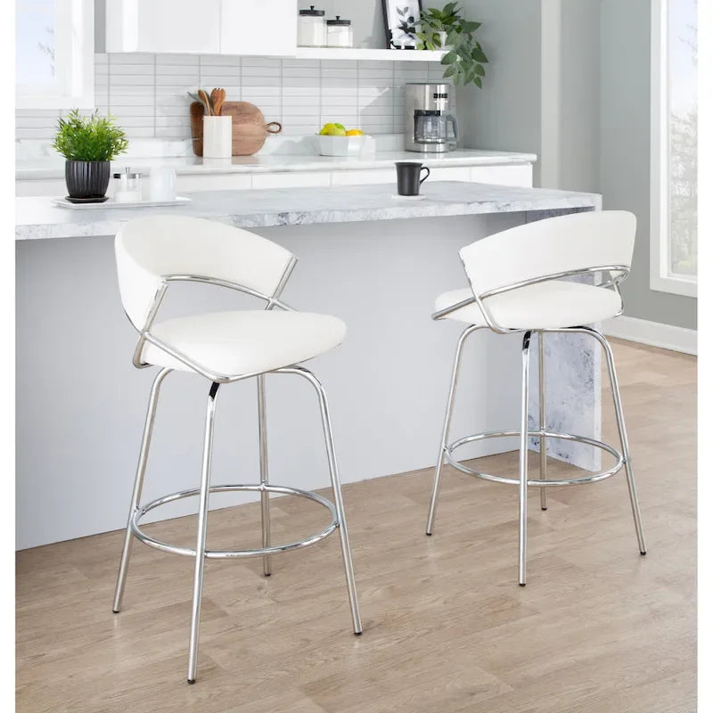 Silver Orchid Tatyana 26 Upholstered Counter Stool with Metal Legs (Set of 2)