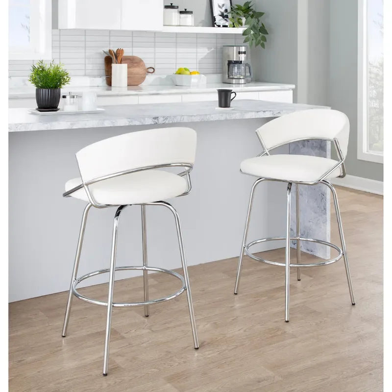 Silver Orchid Tatyana 26 Upholstered Counter Stool with Metal Legs (Set of 2)