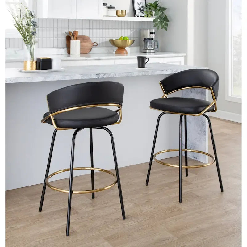 Silver Orchid Tatyana 26 Upholstered Counter Stool with Metal Legs (Set of 2)