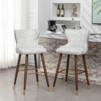 Nevis Mid-century Modern Faux Leather Tufted Nailhead Trim Barstool Set of 2