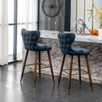 Nevis Mid-century Modern Faux Leather Tufted Nailhead Trim Barstool Set of 2