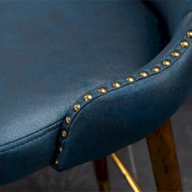 Nevis Mid-century Modern Faux Leather Tufted Nailhead Trim Barstool Set of 2