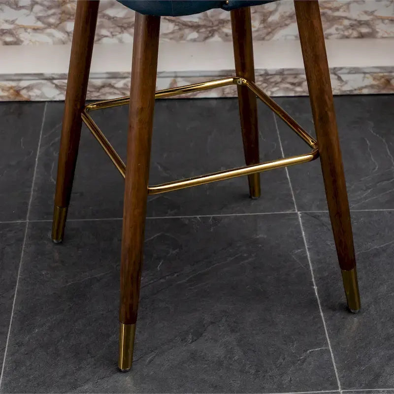 Nevis Mid-century Modern Faux Leather Tufted Nailhead Trim Barstool Set of 2