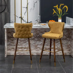Nevis Mid-century Modern Faux Leather Tufted Nailhead Trim Barstool Set of 2