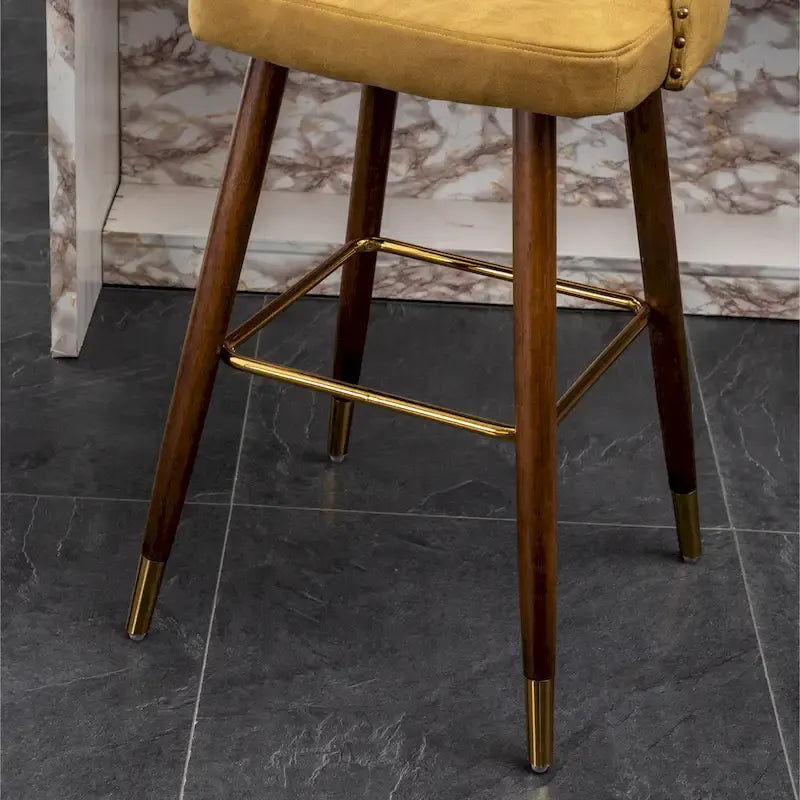 Nevis Mid-century Modern Faux Leather Tufted Nailhead Trim Barstool Set of 2