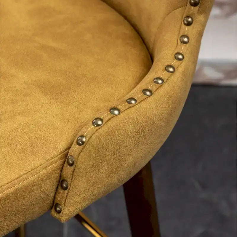 Nevis Mid-century Modern Faux Leather Tufted Nailhead Trim Barstool Set of 2