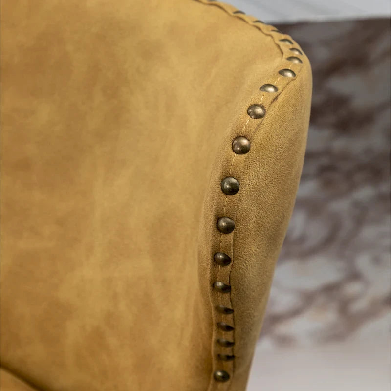 Nevis Mid-century Modern Faux Leather Tufted Nailhead Trim Barstool Set of 2