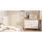 9-Drawer Dresser with Solid Wood Legs Chest Of Drawers Lacquer Console