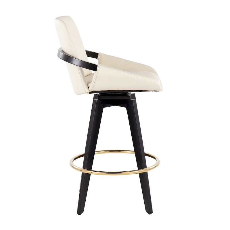 Carson Carrington Pugo Fixed-Height Counter Stool with Black Wood Base (Set of 2)