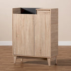 Mid-Century Two-Tone Shoe Cabinet with Drawer