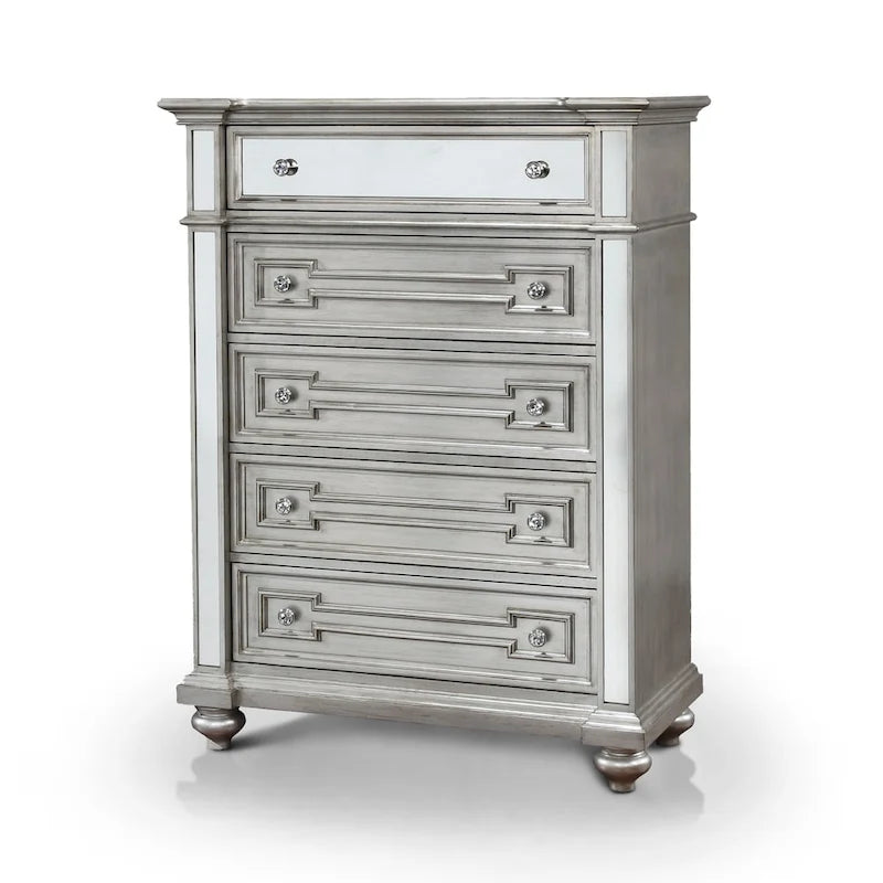 Eaen Glam Champagne Solid Wood 5-Drawer Chest