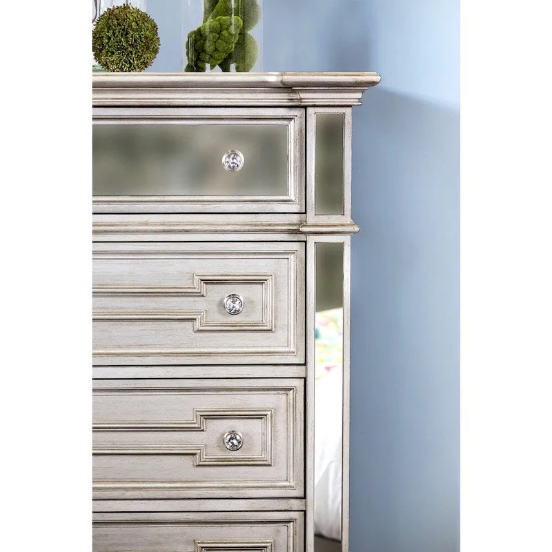 Eaen Glam Champagne Solid Wood 5-Drawer Chest