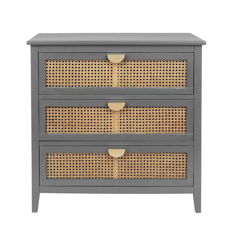 3 Drawers Rattan Storage Cabinet for Bedroom Living Room