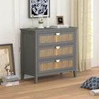 3 Drawers Rattan Storage Cabinet for Bedroom Living Room