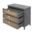3 Drawers Rattan Storage Cabinet for Bedroom Living Room