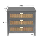 3 Drawers Rattan Storage Cabinet for Bedroom Living Room