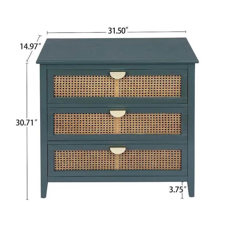 3 Drawers Rattan Storage Cabinet for Bedroom Living Room