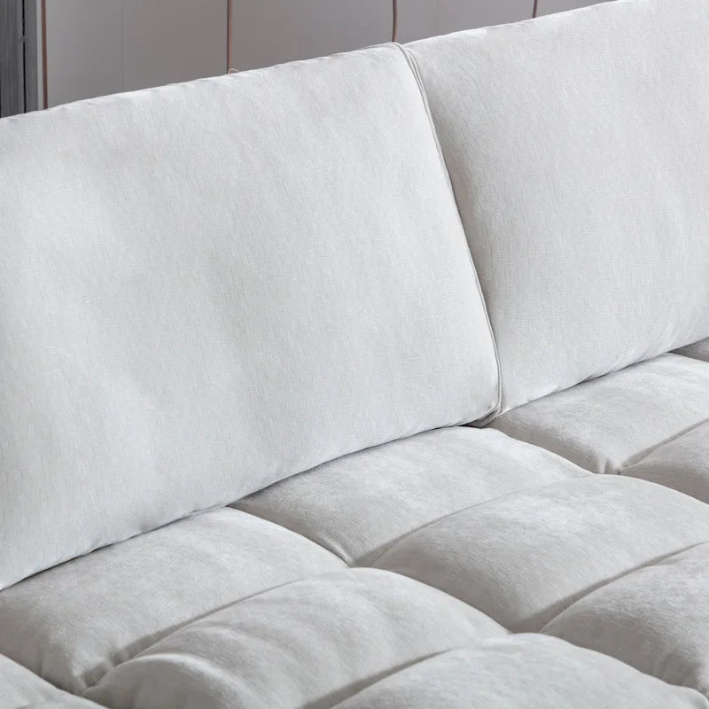 Roundhill Furniture Breton Contemporary Fabric Tufted Modular Sectional Sofa with Ottoman, Oyster