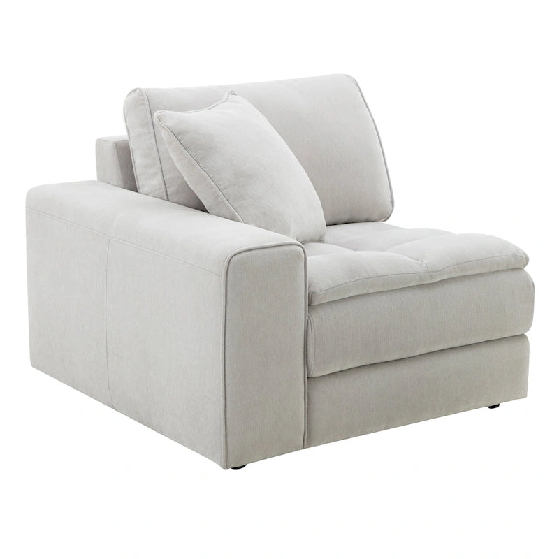 Roundhill Furniture Breton Contemporary Fabric Tufted Modular Sectional Sofa with Ottoman, Oyster