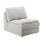 Roundhill Furniture Breton Contemporary Fabric Tufted Modular Sectional Sofa with Ottoman, Oyster