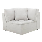 Roundhill Furniture Breton Contemporary Fabric Tufted Modular Sectional Sofa with Ottoman, Oyster