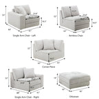 Roundhill Furniture Breton Contemporary Fabric Tufted Modular Sectional Sofa with Ottoman, Oyster