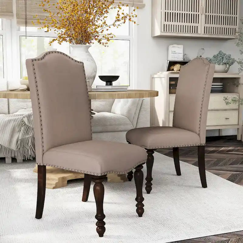 Ketz Taupe Fabric Dining Chairs (Set of 2)