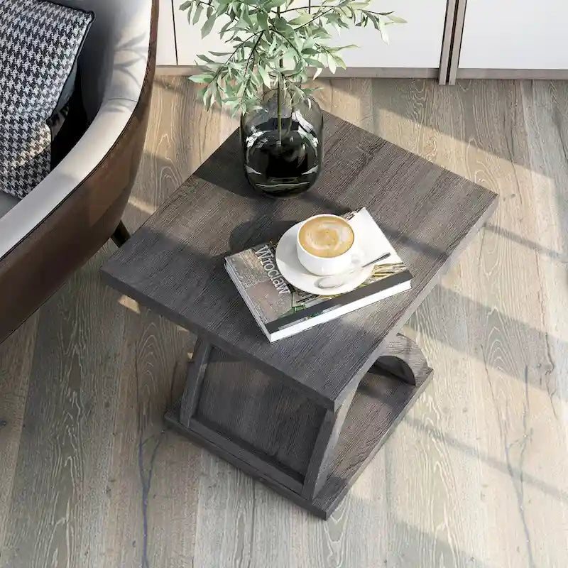 DH BASIC Transitional Distressed Grey 22-inch 1-Shelf End Table by Denhour