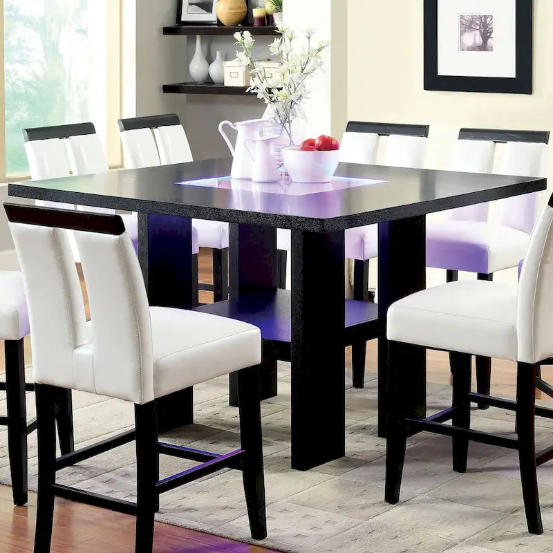 Blanton Modern Black Wood 9-Piece Counter Height Dining Set