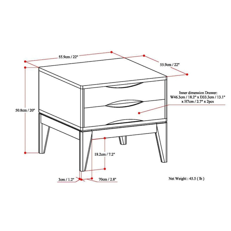 WYNDENHALL Pearson SOLID HARDWOOD 22 inch Wide Square End Side Table - 22 W x 22 D x 20 H