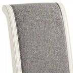 Roundhill Furniture Belleza Antique White Solid Wood Upholstered Dining Chairs, Set of 2