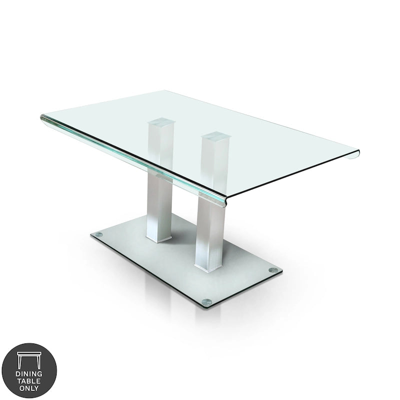 Maza 59-inch Silvertone Metal/Glass Dining Table