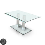 Maza 59-inch Silvertone Metal/Glass Dining Table