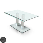 Maza 59-inch Silvertone Metal/Glass Dining Table